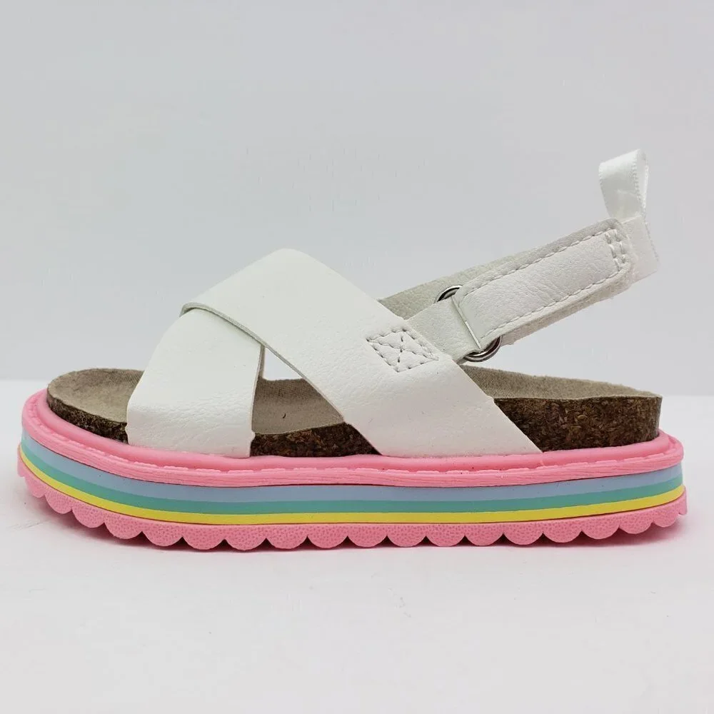 NEW Carters Cindy Baby Girl Size 5 White Pink Footbed Platform Sandals CS22L05B